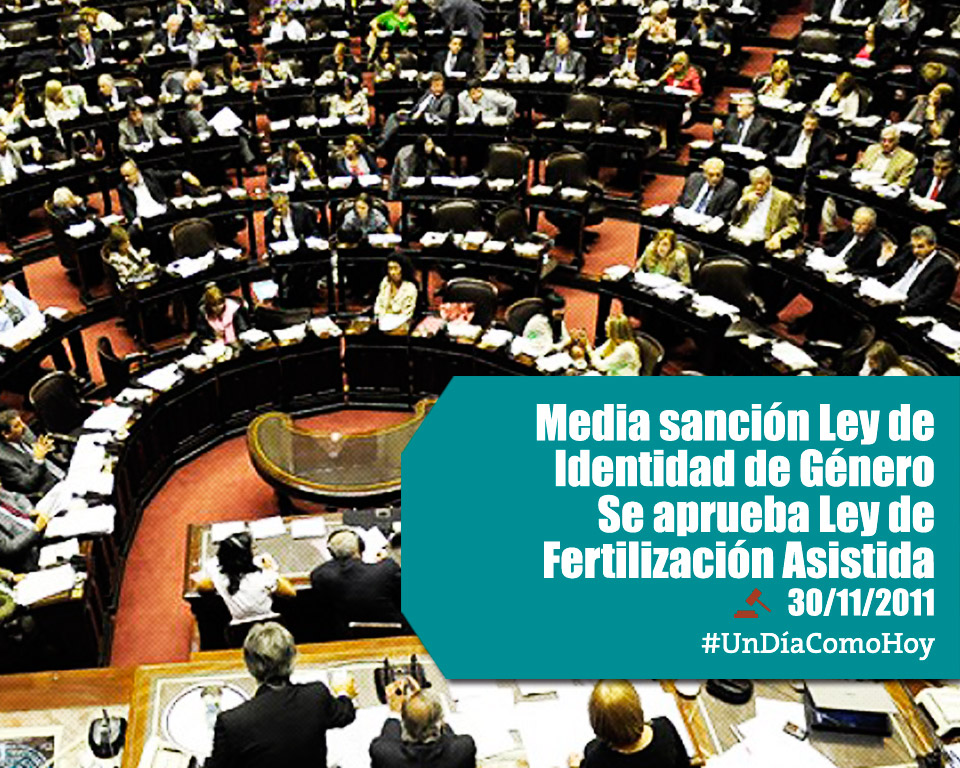 #UnDíaComoHoy se sanciona la Ley de Identidad de Género y se aprueba la Ley de Fertilización Asistida.