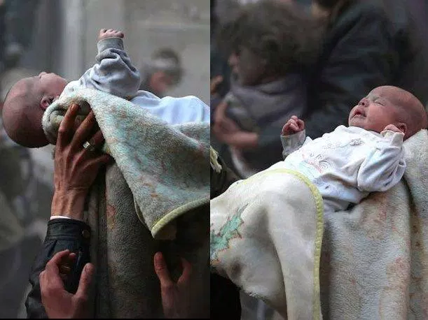 Siria: El “bebé milagro” hallado con vida tras ataque con bombas que conmueve al mundo