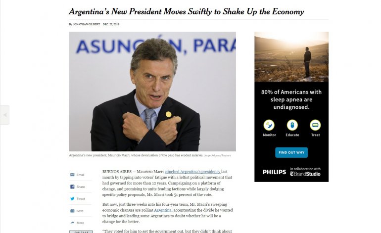 El New York Times criticó fuertemente las medidas de Mauricio Macri