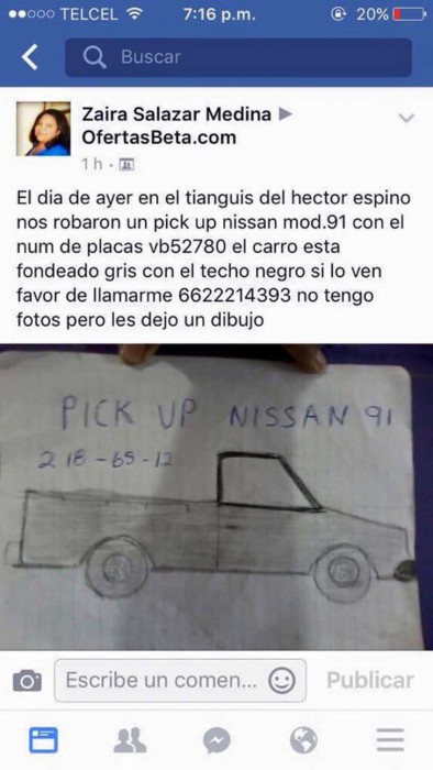 Mexicana hace un dibujo de su camioneta robada que se convierte en viral. ¡Y la recupera!