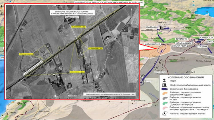 Inteligencia Rusa revela rutas para extraer petróleo de Siria hacia Turquía