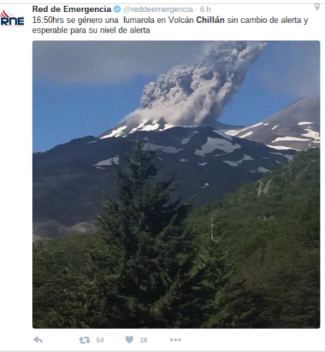 Volcán Chillán presenta actividad volcánica y es precedido por un sismo de mediana intensidad