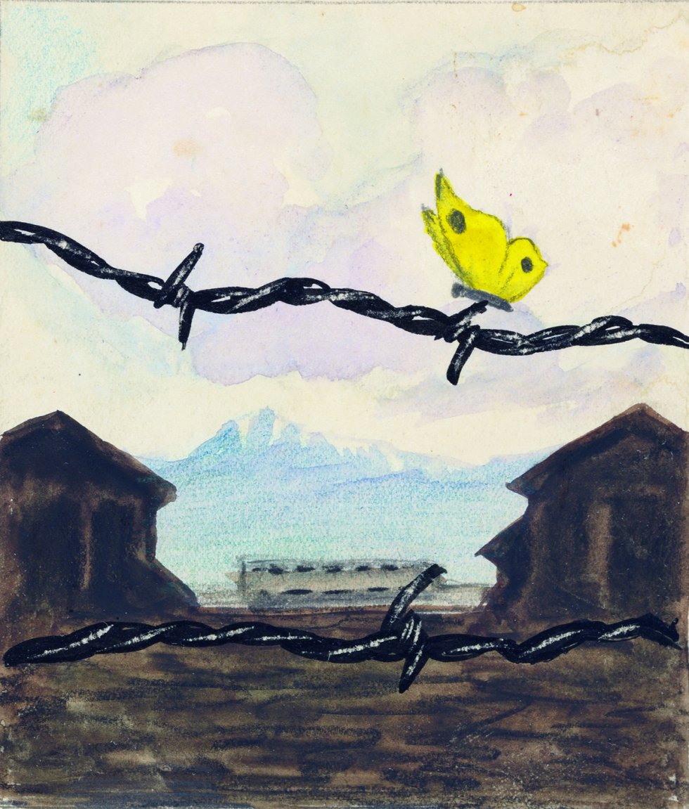 Estas son algunas de las pinturas de la exposición que tiene 100 obras de arte creadas por víctimas del Holocausto