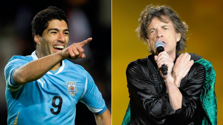 Luis Suárez le regaló camiseta uruguaya a Mick Jagger