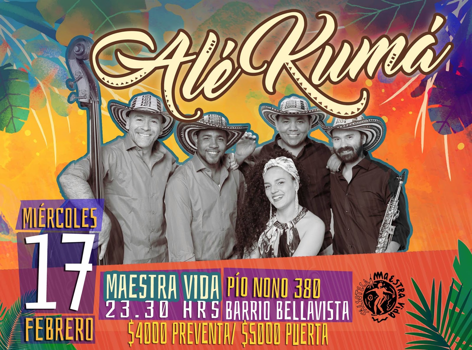 La banda Alé Kuma, que representará a Colombia en la competencia del Festival de Viña del Mar, se presenta entiago