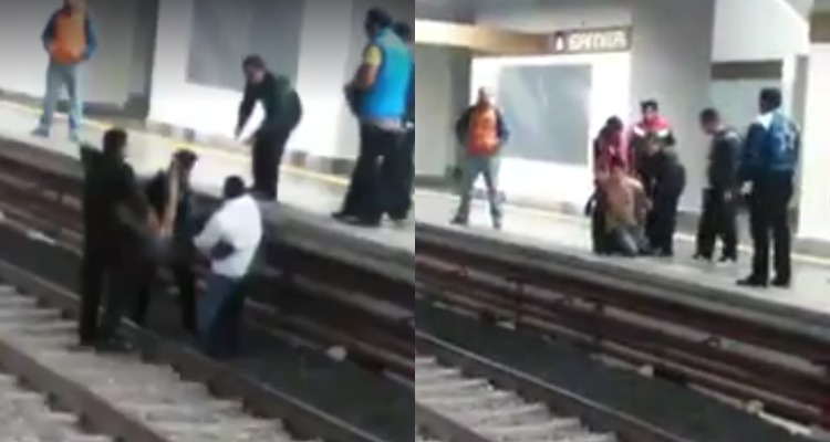Joven se avienta a las vías del metro Ermita (Video)