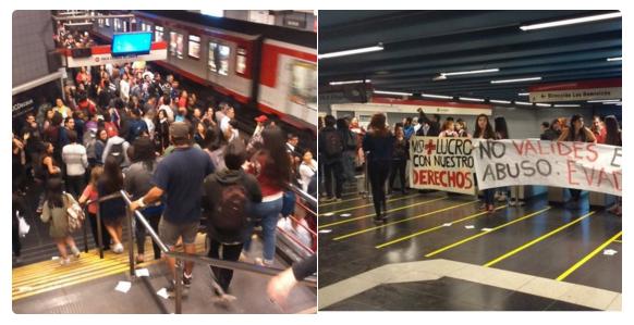 Manifestantes realizan sorpresiva #EvasiónMasiva en Metro Las Rejas