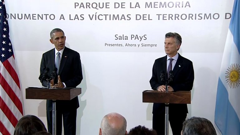 Obama junto a Macri en el Parque de la Memoria a 40 años de la dictadura Argentina