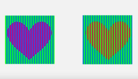 ¿De qué color ves estos corazones?