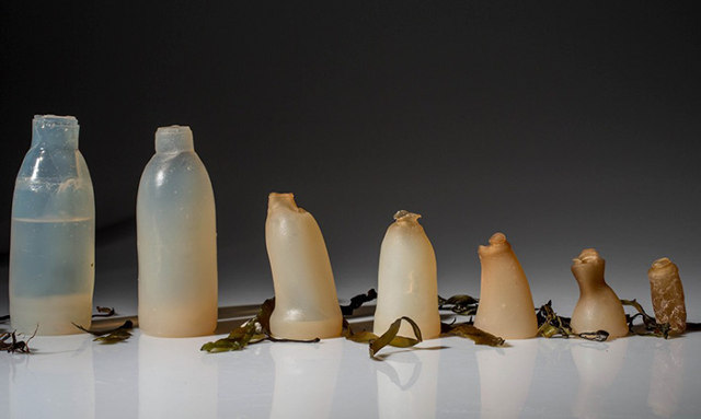 Esta botella hecha a base de algas se biodegrada en cuanto queda vacía