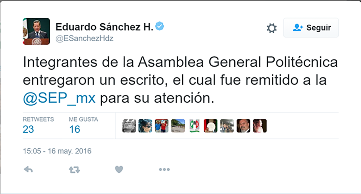 La presidencia de la republica remite el pliego de los Politécnicos a la SEP