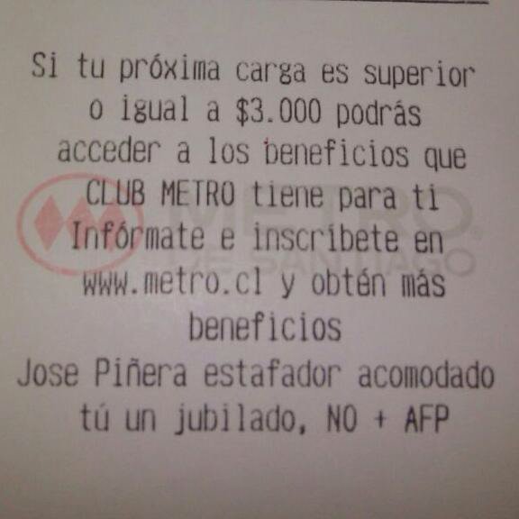Hackeo de boletas de Metro sorprende a usuarios: «José Piñera estafador acomodado, tú un jubilado»