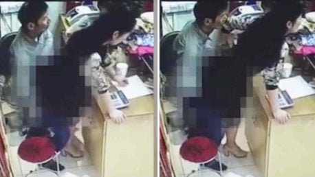 (+18 Video) Cámara graba a jefe teniendo sexo con empleada en la tienda, pero justo entra un cliente…