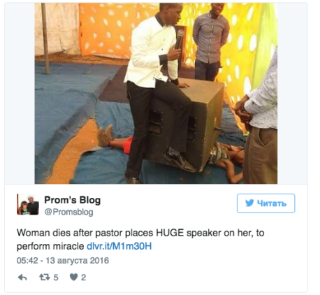 Un pastor mata a una mujer tratando de mostrar «el poder de Dios»