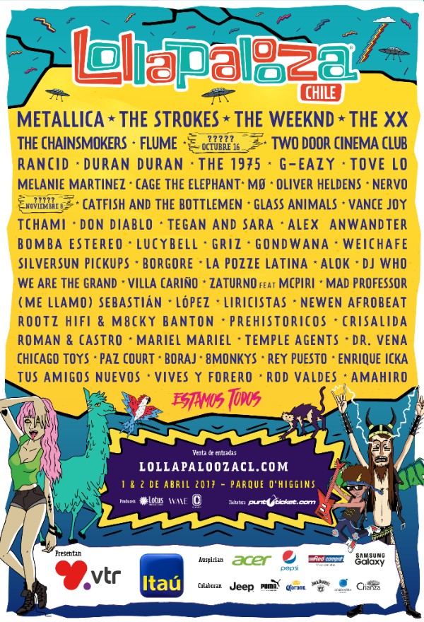 Metallica, The Strokes, Duran Duran y una amplia camada de chilenos son confirmados en Lollapalooza 2017