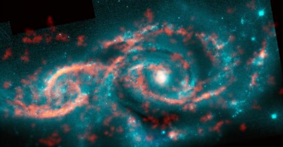 Colisión de galaxias crea una fabulosa formación estelar de ‘ojos en el espacio’
