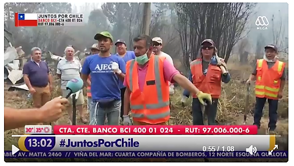 Showinismo: Gómez-Pablos monta despacho en incendio con voluntarios cantando el himno nacional