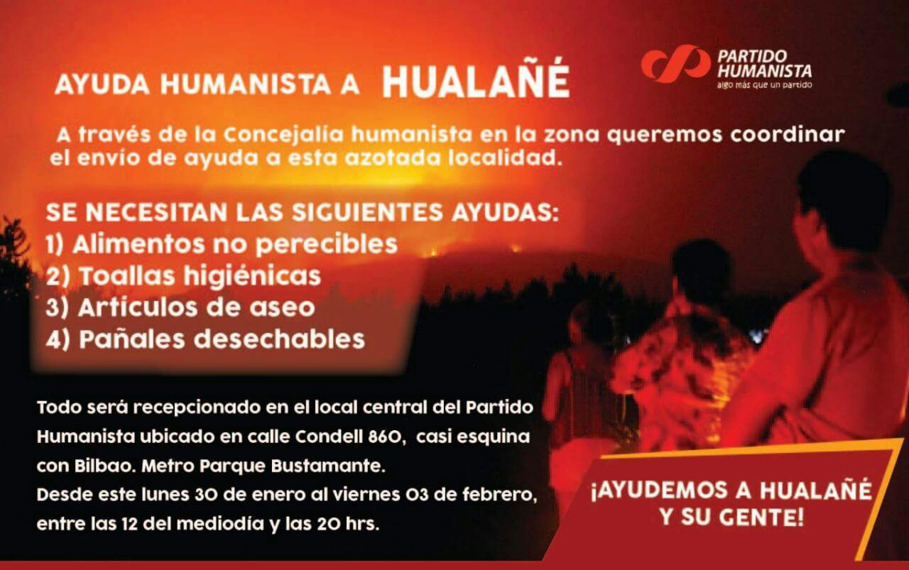 Humanistas van en ayuda de los afectados por los incendios de Hualañé y Marchigüe