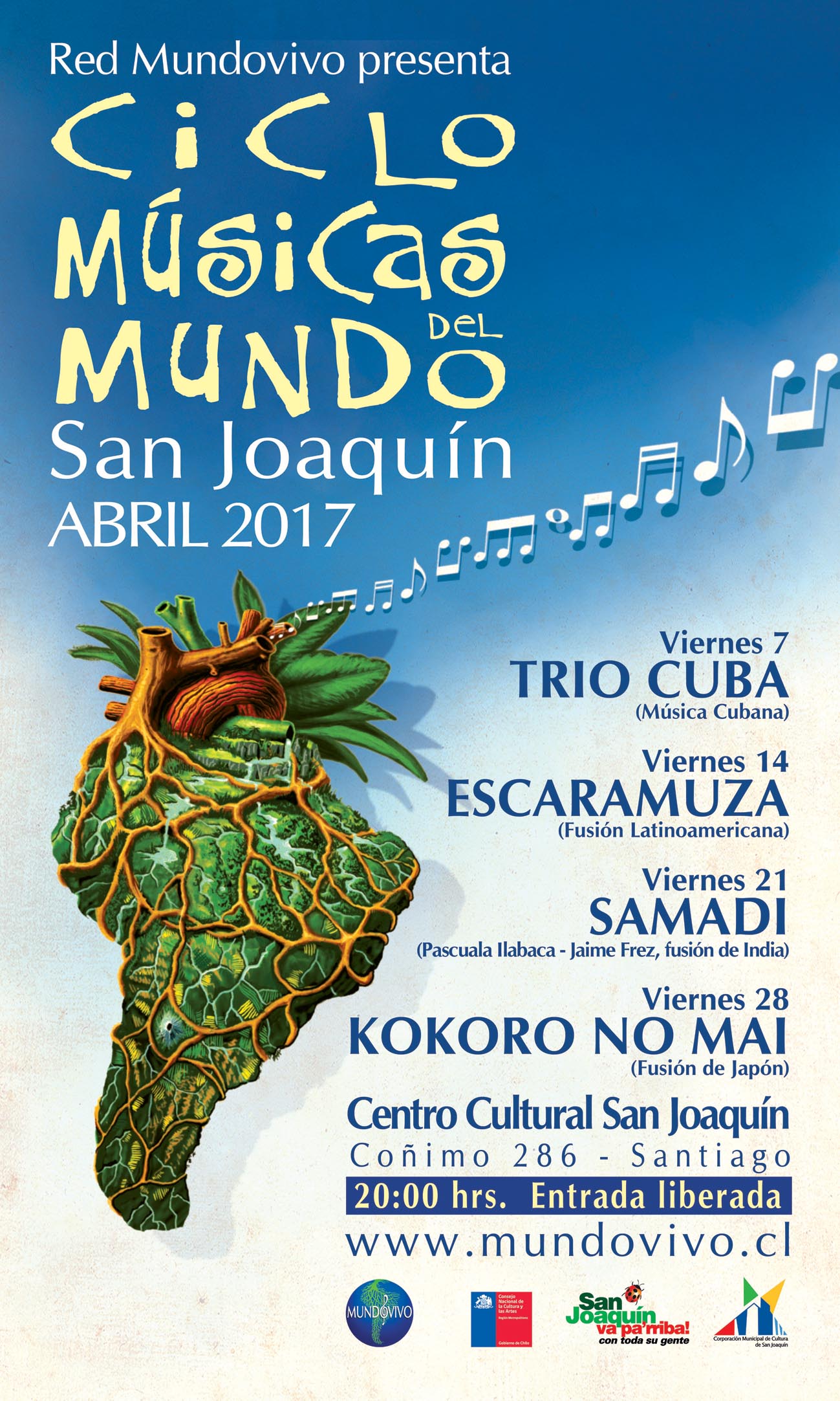 Ciclo Músicas del Mundo continúa en abril en el Centro Cultural de la comuna de San Joaquín