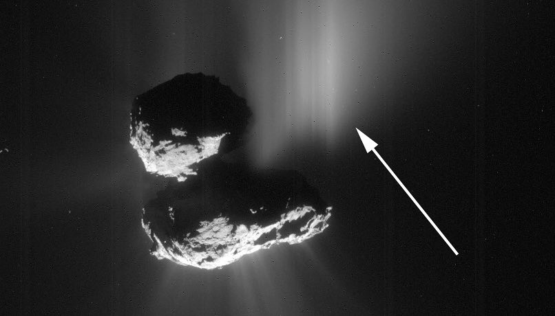 Astrónomos de la misión Rosetta registran por primera vez un derrumbe en el cometa 67P