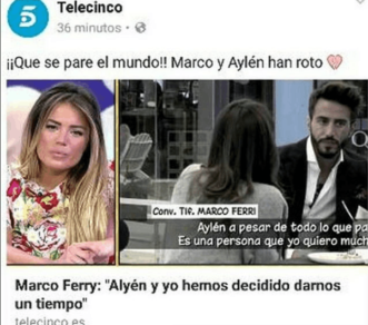 Marco Ferri confirmó el término de la relación con Aylén Milla