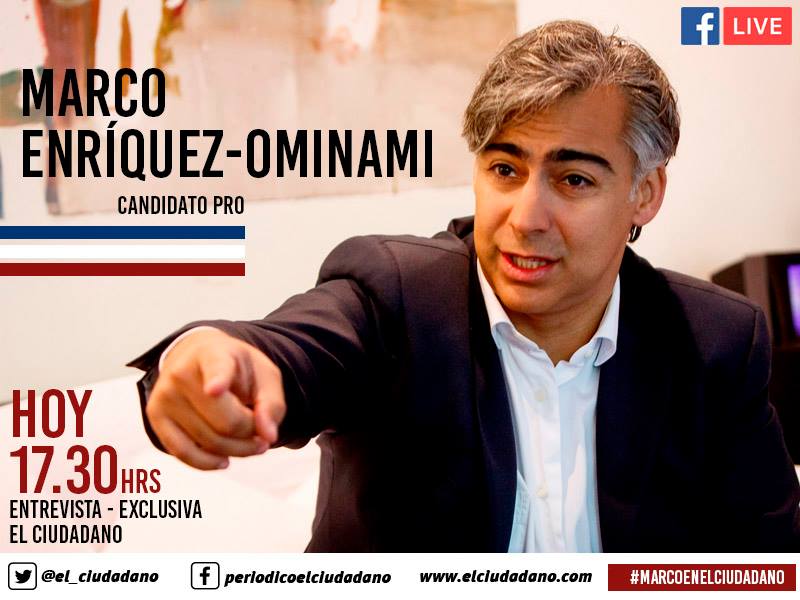 Ciclo de entrevistas presidenciales en El Ciudadano continúa este jueves con Marco Enríquez-Ominami