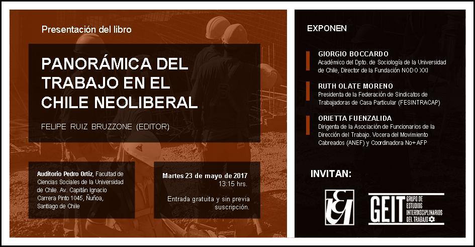 Santiago: Presentan libro «Panorámica del trabajo en el Chile Neoliberal»