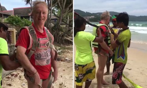 Tragedia: filmó la muerte de su esposo de 70 años haciendo parasailing en Tailandia (VIDEO)