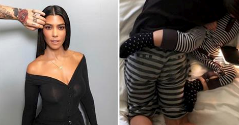 Kourtney Kardashian sube polémica foto de sus hijos en la cama. Nadie puede creer lo que hacían