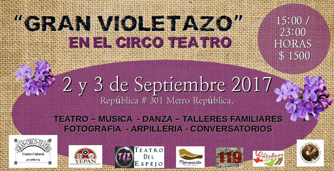 Gran Violetazo en el Circo Teatro, este 2 y 3 de septiembre