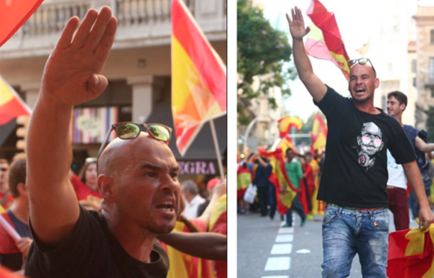 Saludos fascistas y violencia: Lo que no se mostró de la marcha de los españoles “unionistas”