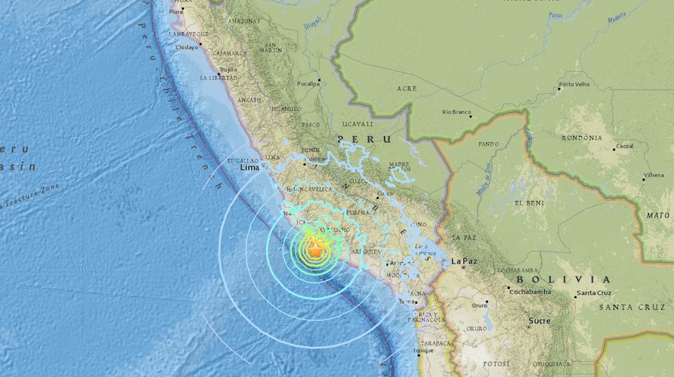 Sismo de magnitud 7,1 Richter sacude la costa sur de Perú
