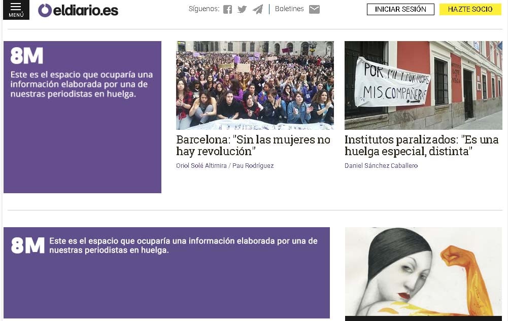 El potente gesto con el que medio español se adhiere a la primera huelga feminista en ese país