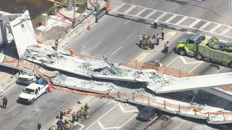 Aumentan a 6 las víctimas por desplome de puente en Miami