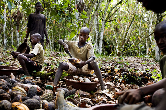 Niños alemanes protestan contra trabajo infantil en cacaotales africanos