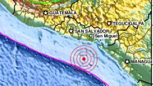 Reportan sismo de magnitud 6.0 en El Salvador