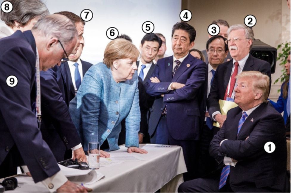 Una foto que mostró momento de tensión en la cumbre G7