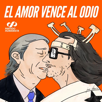«El amor vence al odio»: Partido Humanista inicia campaña con beso ficticio entre Florcita Motuda y José Antonio Kast