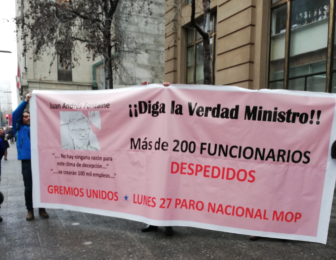 Funcionarios del MOP anuncian paro nacional por despidos injustificados