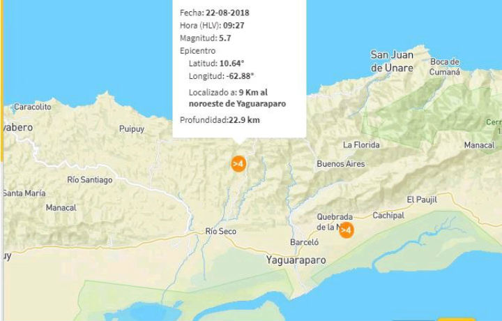 Un sismo de magnitud 5,7 sacude nuevamente a Venezuela