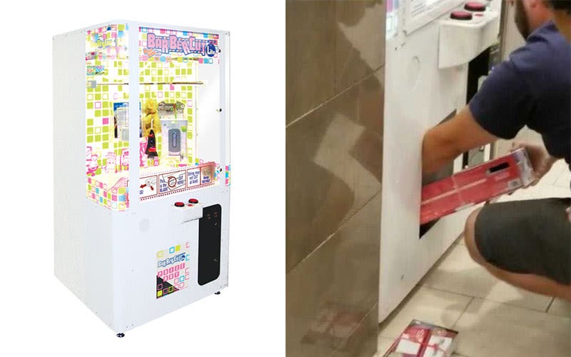 (Video) ¡Padre irresponsable! Mete a su hija en una máquina para que robe videojuegos