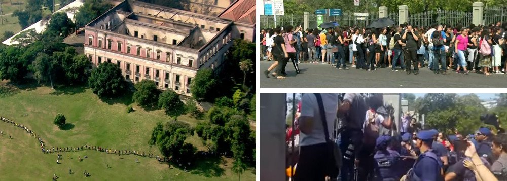 Reprimen a personas que manifestaban en las inmediaciones del Museo Nacional de Brasil