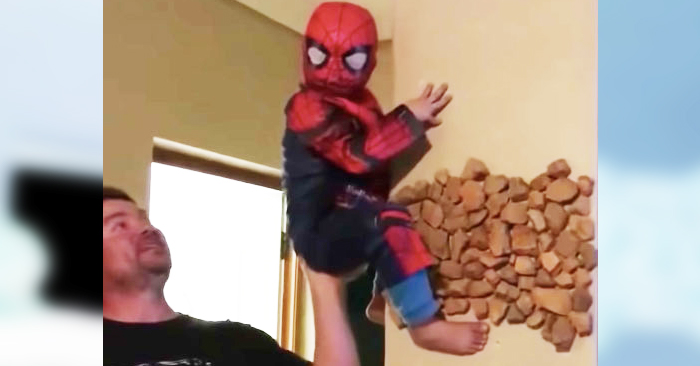 (+Vídeo) Niño Spiderman convierte a su padre en “el papá del año”