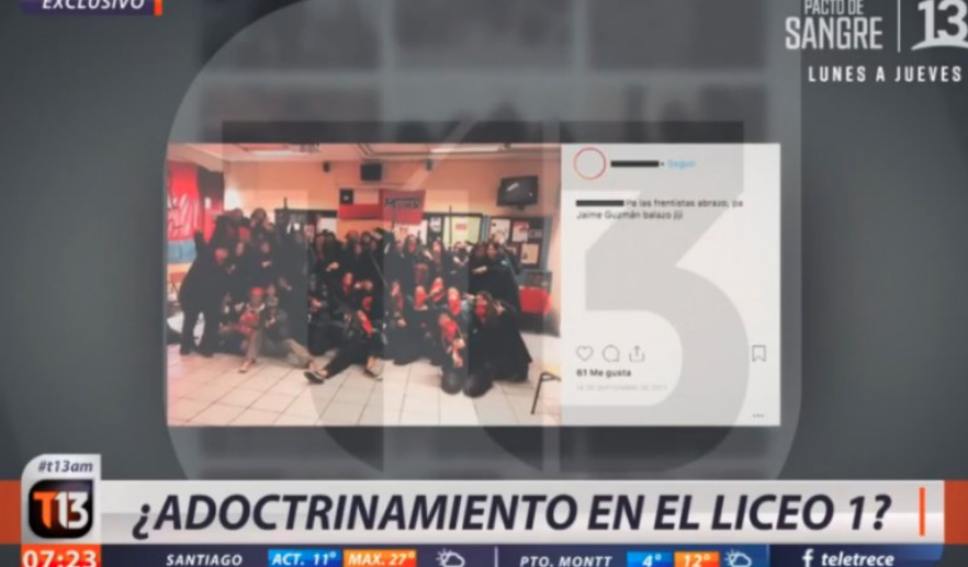 Denuncian a Canal 13 ante el CNTV por “reportaje” que acusó supuesto adoctrinamiento en el Liceo 1