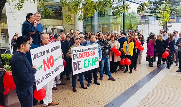 Trabajadores de ENAP protestan y acusan maniobra del Gobierno «para dañar a la empresa estatal»