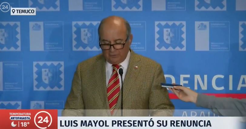 Luis Mayol presentó su renuncia como Intendente de la Araucanía