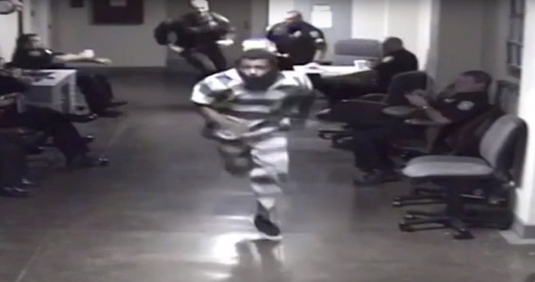 (Video) Provocó una persecución policial al tratar de huir de su celda en un juzgado