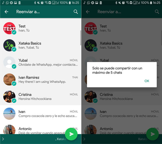WhatsApp no permitirá reenviar más de cinco veces un mensaje