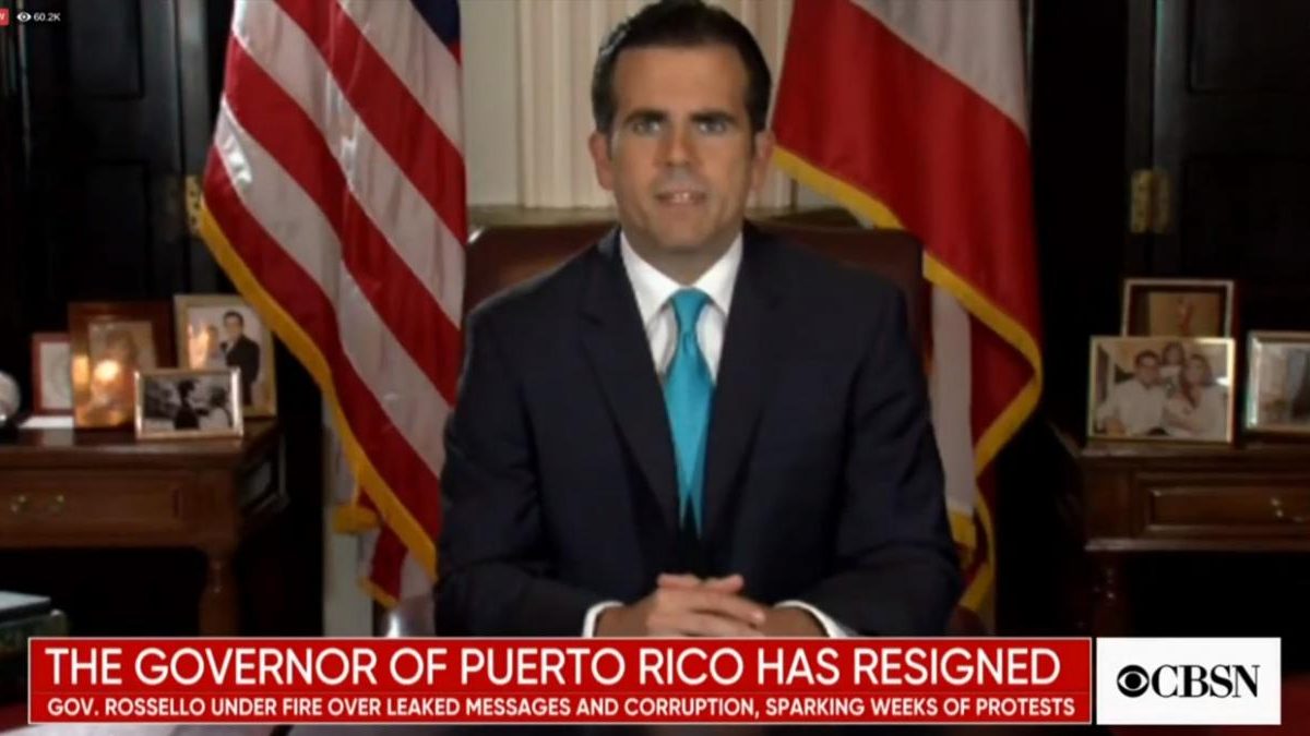 Gobernador de Puerto Rico dimite tras 10 días de protestas