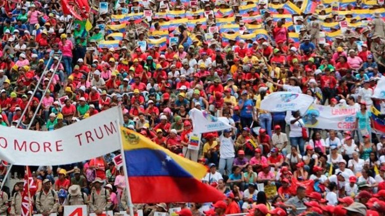 Trabajadores del mundo marcharon en Caracas para condenar bloqueo criminal contra Venezuela